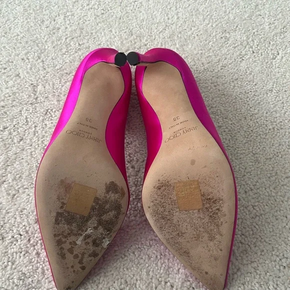 Jimmy Choo Vibrant Pink Satin Heels - Picture 7 of 9